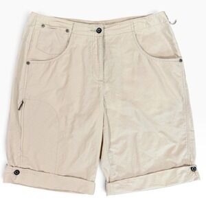 WOOLRICH Convertible Cuff Bermuda Shorts Womens 10 Stone Hiking Cargo Outdoor